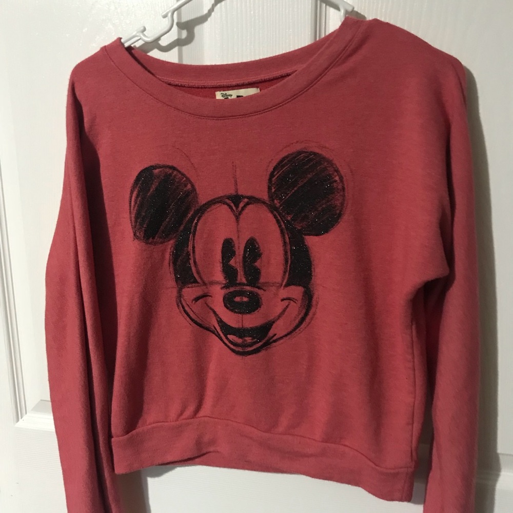 Mickey Mouse sweatshirt.